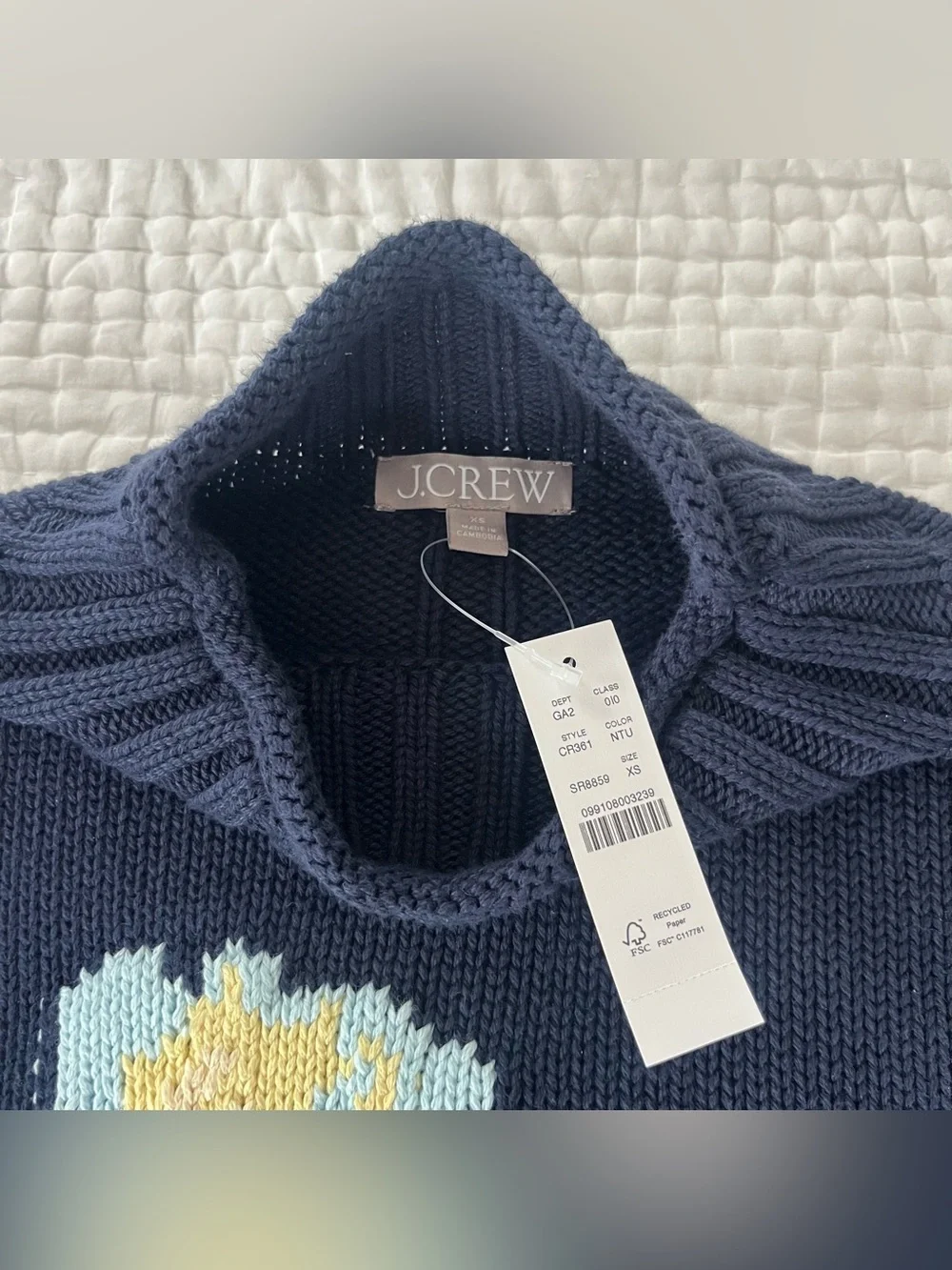 NWT J. Crew 2025 Rollneck™ sweater in floral-print heritage cotton